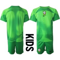 Maglie da calcio Brasile Portiere Seconda Maglia Bambino Mondiali 2022 Manica Corta (+ Pantaloni corti)